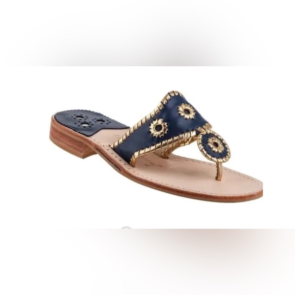 Jack Rogers Shoes - Jack Rogers Classic Navy and Gold Sandal